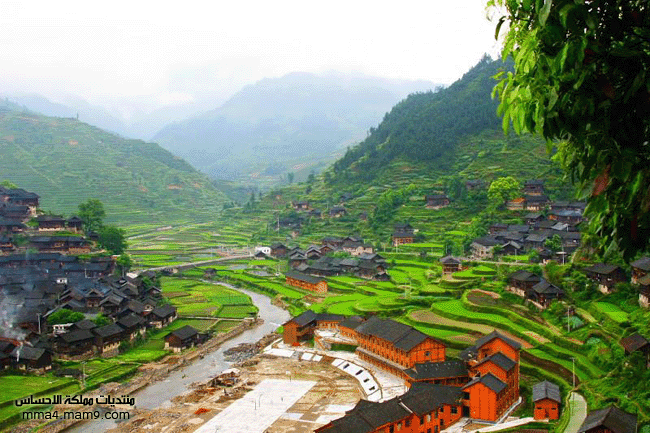 قرية صينية مثل لوحة زيتية 1010