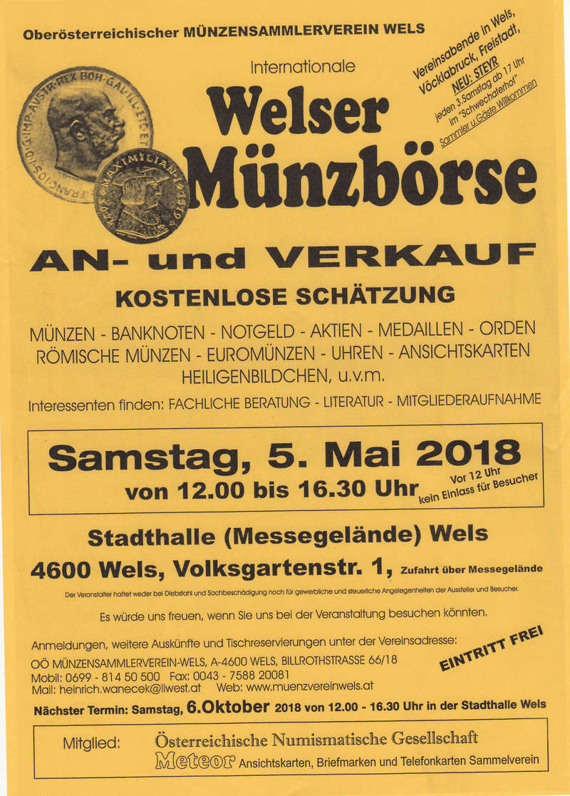 Welser Münzbörse mit Philatelie/Ansichtskarten 05.05.2018 Img_0145