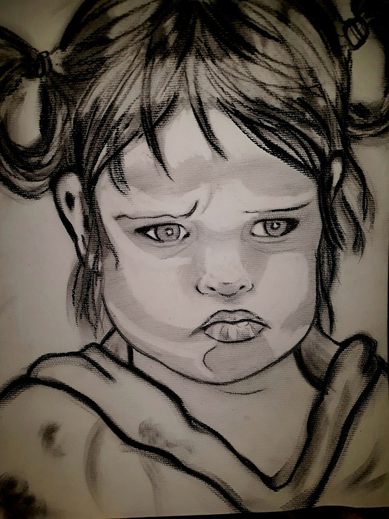 Portrait enfant et dessin crayon noir 20180112