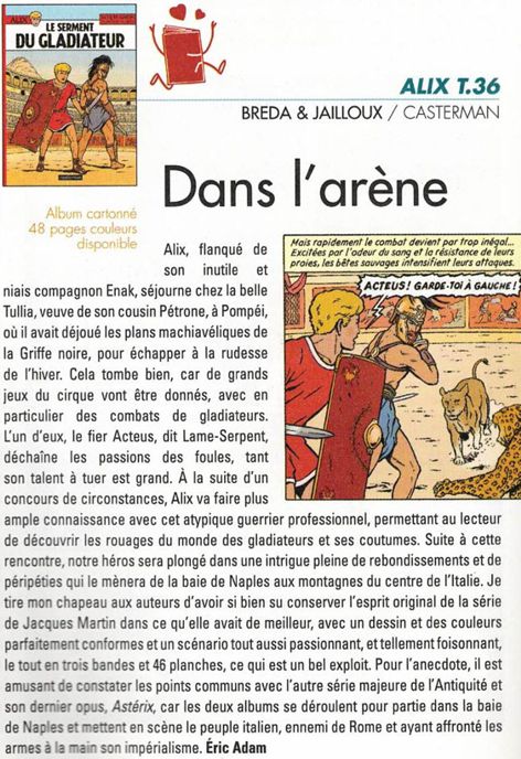 Alix 36 Le Serment du Gladiateur - Page 4 Critiq10
