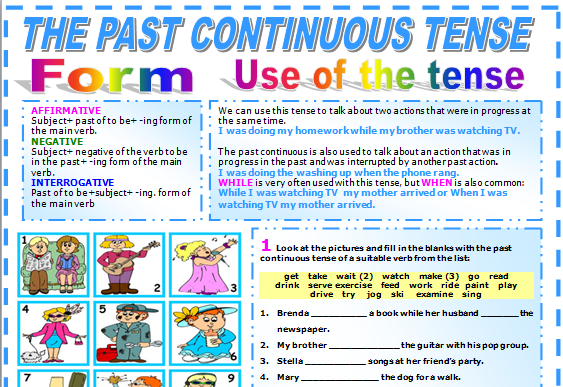 THE PAST CONTINUOUS TENSE Worksheet for teacher 210