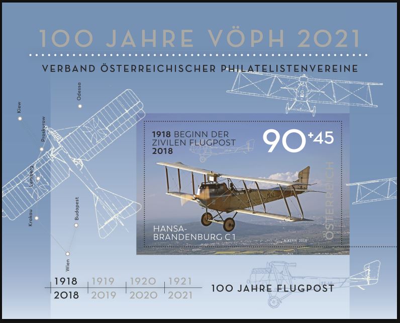 flugpost - Sondermarke (Block) 100. Jahre Flugpost 100_ja10