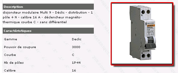 Disjoncteur différentiel Declic10