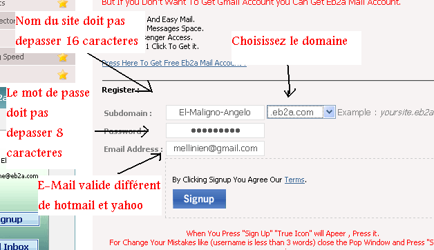 eb2a, un super-hébérgeur : Création de compte 210