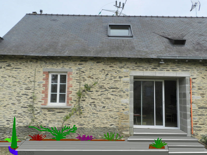 La nouvelle baie vitrée nous impose de créer une terrasse (en bois composite) Terras13