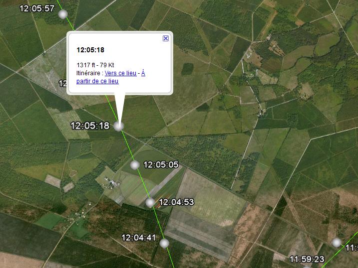 Google earth / Tracé de vol F-glds12