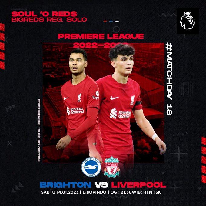 20. Spieltag der Premier League 2022/23 » 14.01. 2023 16:00 » Brighton & Hove Albion - FC Liverpool 3:0 (0:0) 32565210