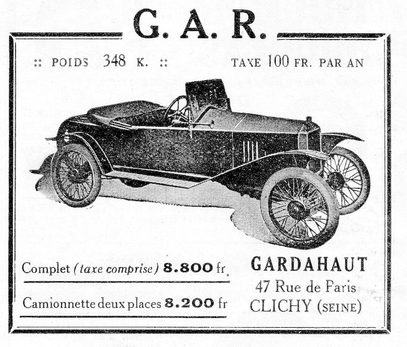 GAR GARDAHAUT cyclecar voiturette - Page 4 Gar_110