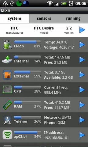 [WIDGET] ELIXIR : Widget d'informations système: usage batterie, cpu, mémoire etc [Gratuit] Screen51