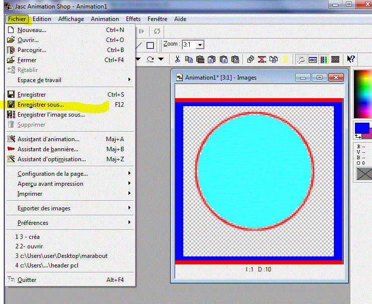 Tuto N° 1- CREATION d'un GIF simple avec AS 92441410