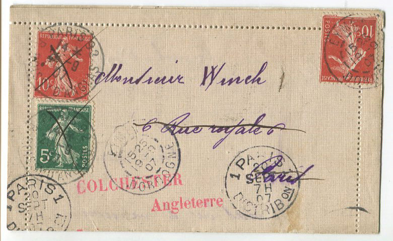 Tarifs postaux en mars 1907 13700710