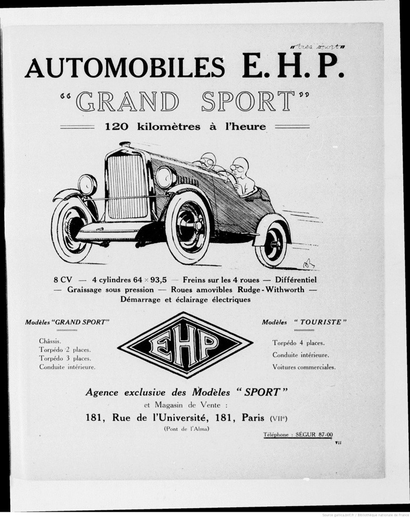 EHP E.H.P. Établissements Henry Précloux cyclecar voiturette - Page 4 Trys_s13
