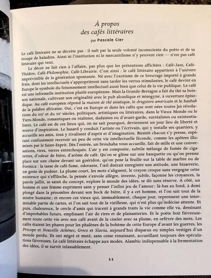 à propos des cafés littéraires par Pascale Cier. 1732