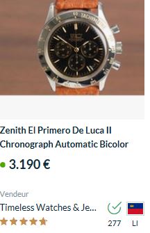 Zenith : Liste des modèles les plus prisés actuellement Deluca10