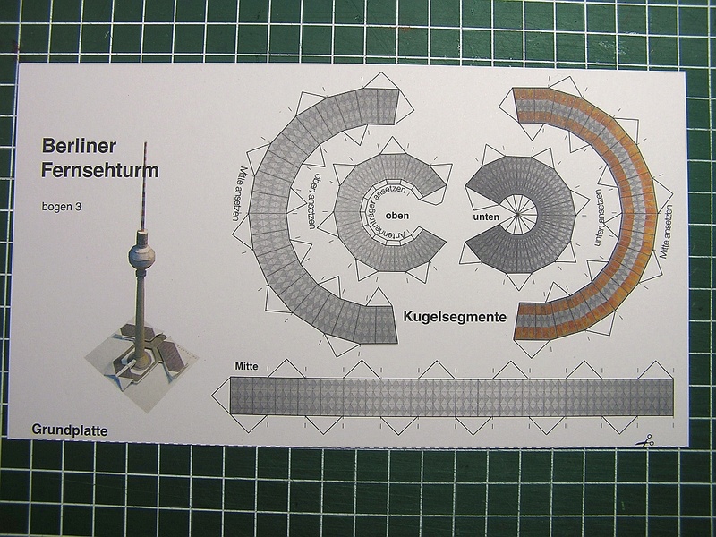 Berliner Fernsehturm 1:800 Faltplatte 612