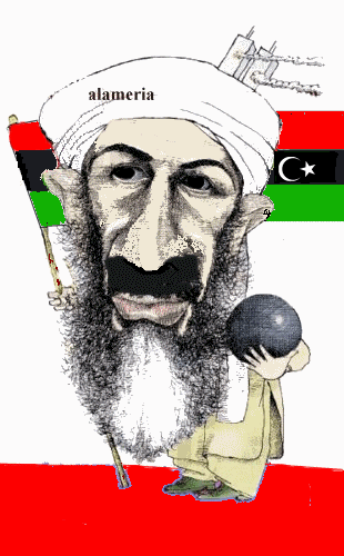 الكاريكاتير القذافي يتهم القاعدة في ليبيا Animat24