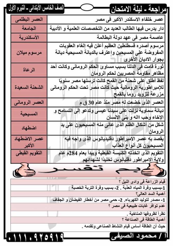 مراجعة الأستاذ الصيفى فى دراسات الصف الخامس ترم أول2018 شامل الخرائط 24909910