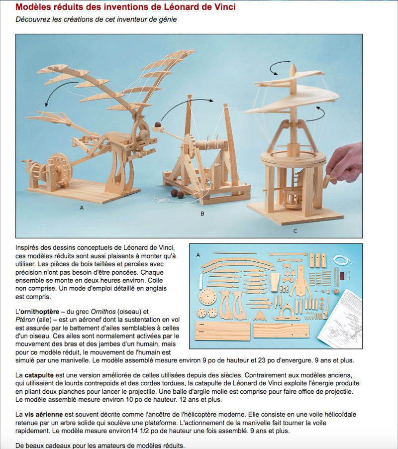 Modèles réduits des inventions de Léonard de Vinci Captu782