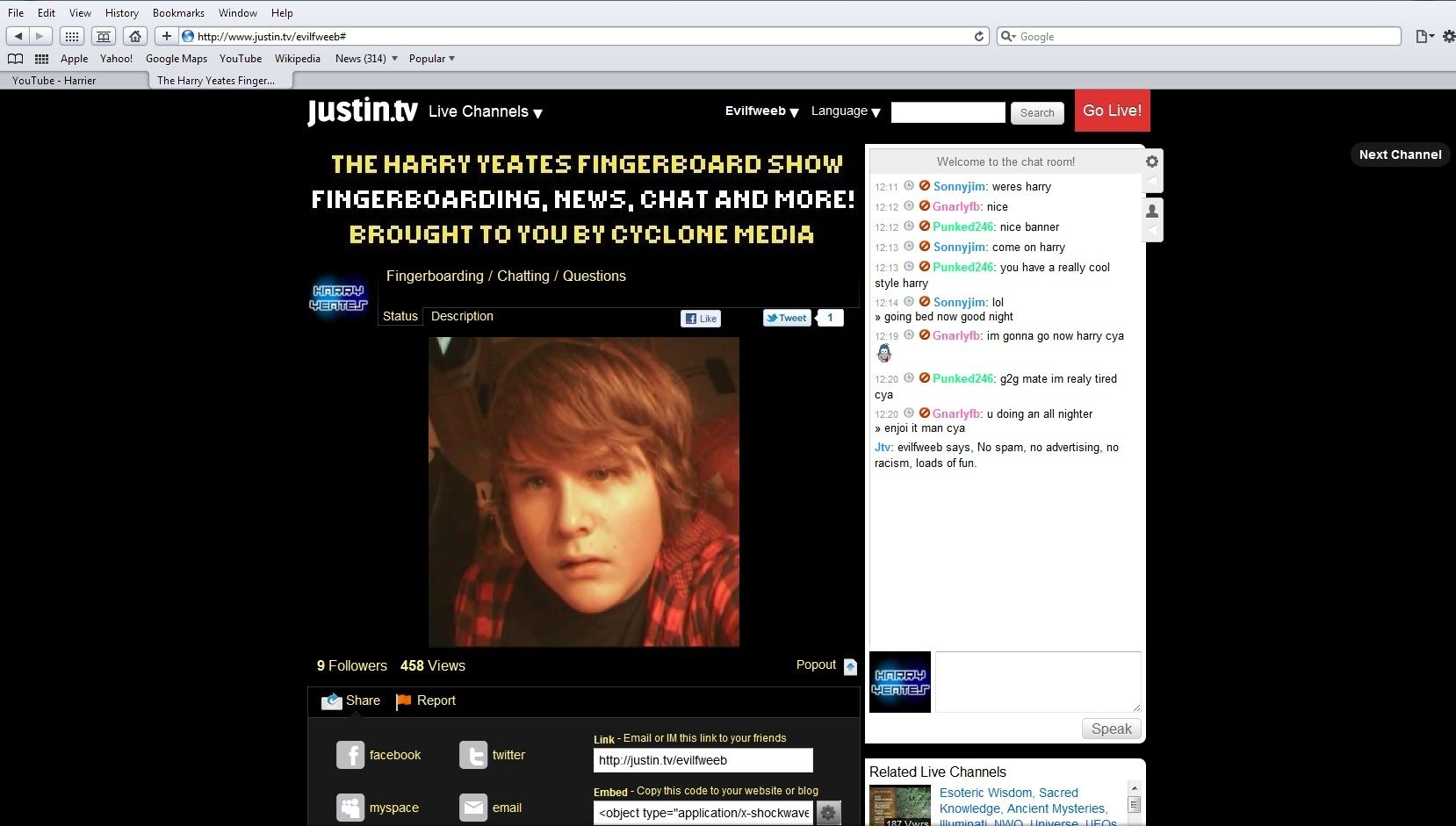 "The Harry Yeates Fingerboard Show" - A Live Fingerboard Stream Justin10