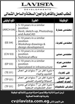 لافيستا تطلب مهندسين وفنيين للعمل بالقاهرة والعين السخنة والساحل الشمالى 711