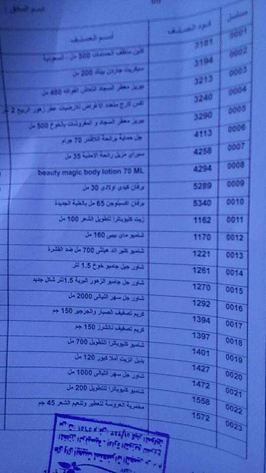 بيان بمنتجات ماى واى التى توفرت اليوم الثلاثاء 13-2-2018   بفرع سوهاج 00000029