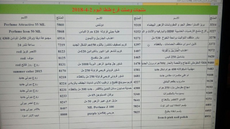 عربية منتجات فرع طنطا اليوم الاثنين 2-4-2018 00000092