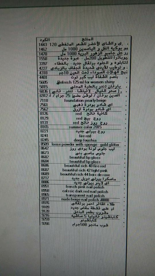 بيان منتجات ماى واى التى توفرت اليوم الثلاثاء 14-11-2017   بفرع دمياط 9513