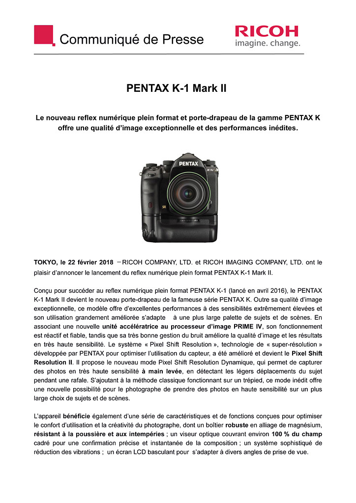 PENTAX RICOH IMAGING - Communiqué de Presse 22/02/2018 - K-1 Mark II Cp_pen10