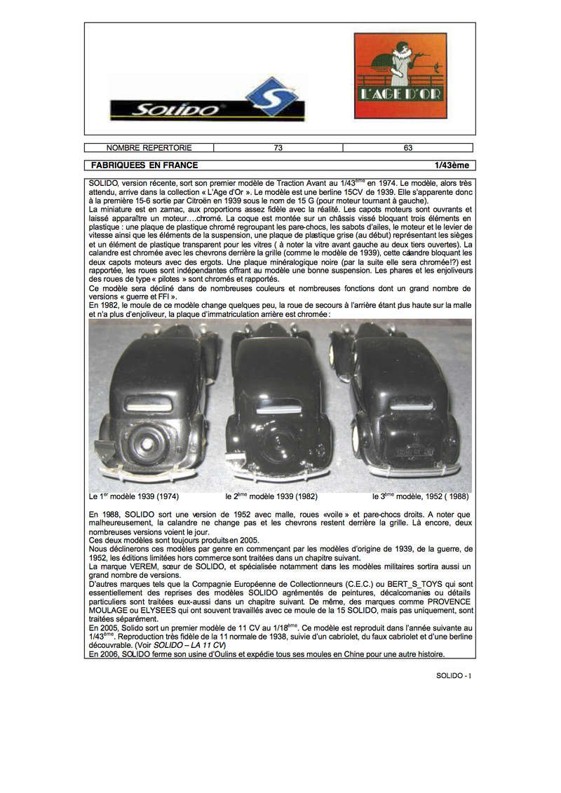 Solido - Les premières Citroën Traction Avant 15 CV de SOLIDO Solido26