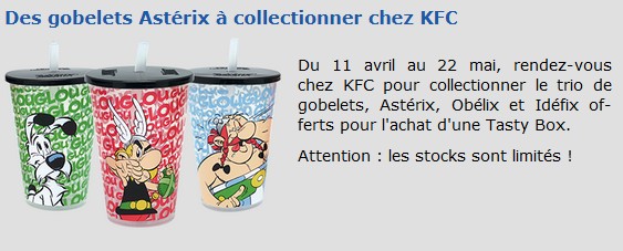 Des gobelets Astérix à collectionner chez KFC Kfc10