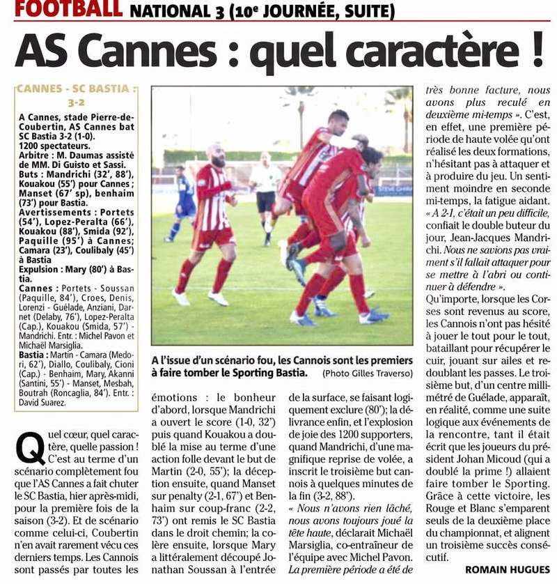 [J10] Cannes - SC Bastia (3-2) 2x Mandrichi, Kouakou Cannes11