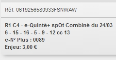 24/03/2018 --- VINCENNES --- R1C4 --- Mise 3 € => Gains 0 € Scree629