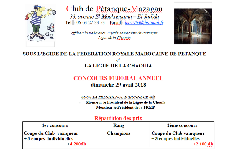 29/04 - Pétanque :   Concours fédéral d'El Jadida Pytanq10