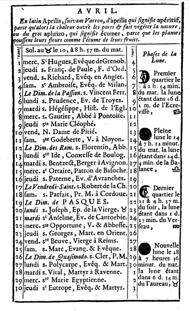 1er avril 1767: Almanach 1107