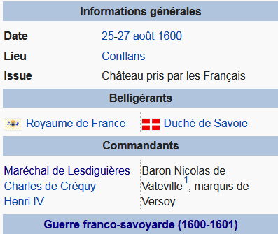 27 août 1600: Lesdiguières prend Conflans 1124
