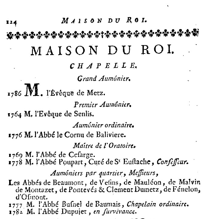 1er janvier 1789: La Maison du Roy 1148