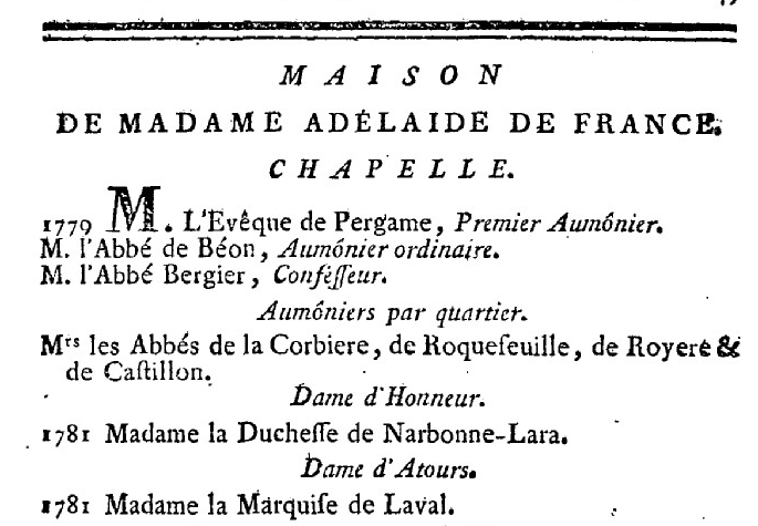 1er janvier 1789: Maison de Madame Adélaïde 1156