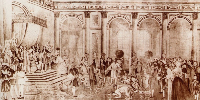 1er septembre 1686: Ambassade du Siam (en) à Versailles, conduite par Kosa Pan 1280px59