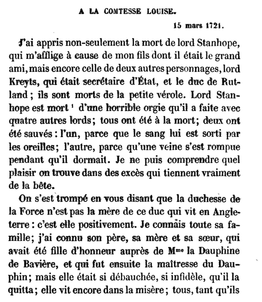 15 mars 1721: Correspondance de La Palatine 1343