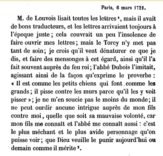 06 mars 1721: Correspondance de La Palatine 1348