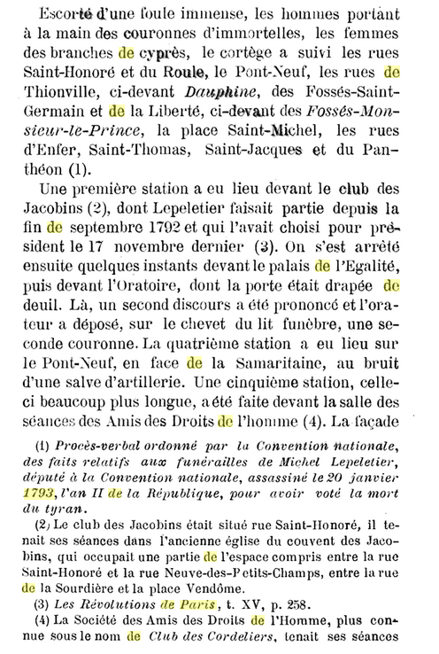 26 janvier 1793: Funérailles de Le Pelletier 334