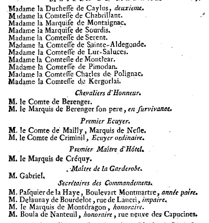 1er janvier 1789: Maison de Madame 345