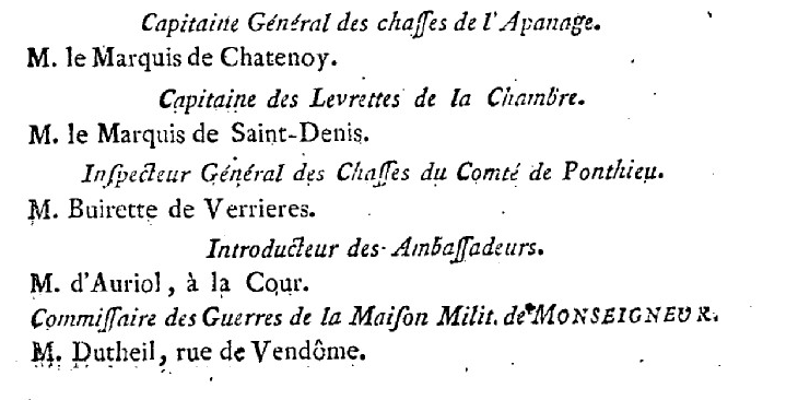 1er janvier 1789: Maison de Monseigneur le Comte d'Artois 433