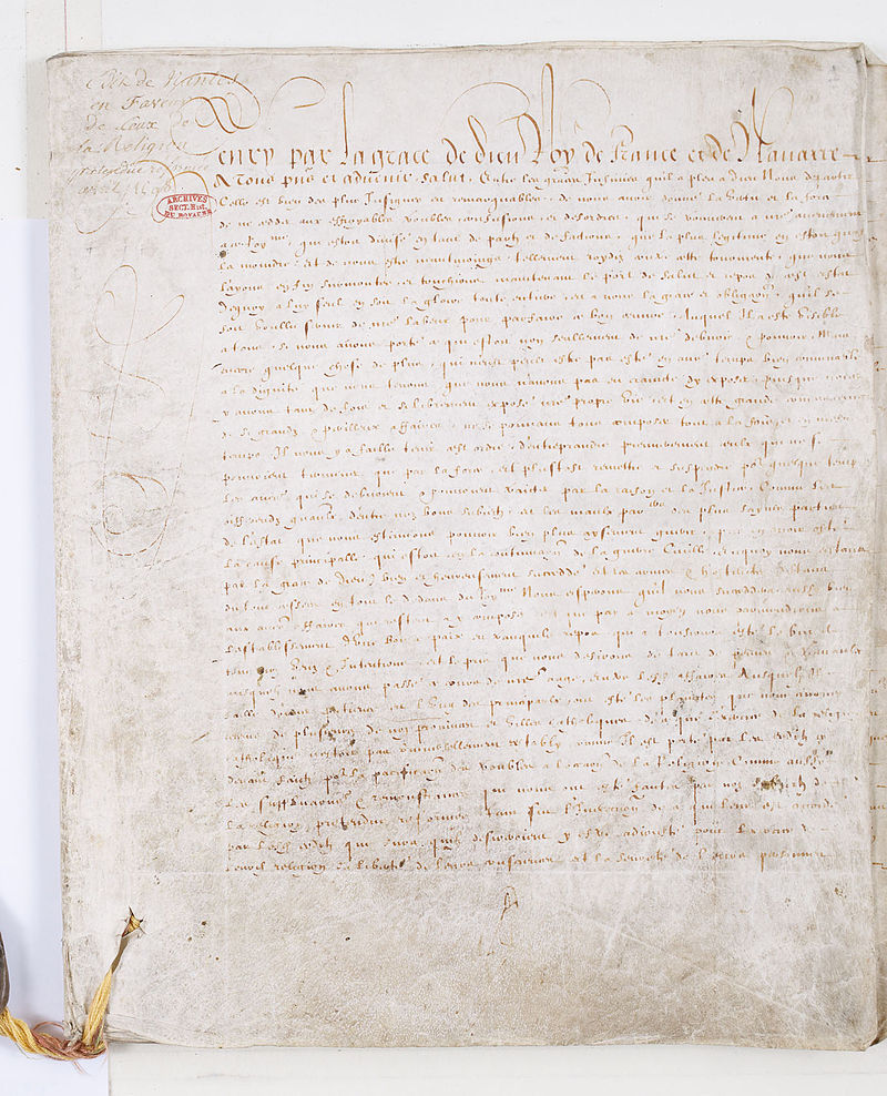 19 janvier 1600: L’édit de Nantes est enregistré par le Parlement de Toulouse 800px142
