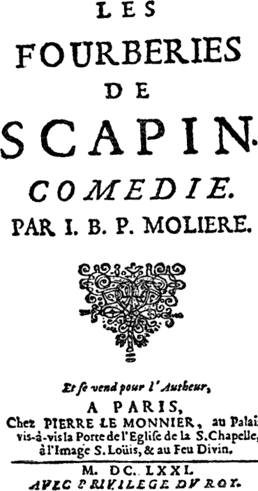 24 mai 1671: Les fourberies de Scapin de Molière Théâtre du Palais Royal 800px149