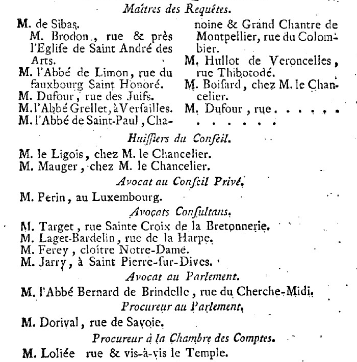 1er janvier 1789: Maison de Monsieur 916