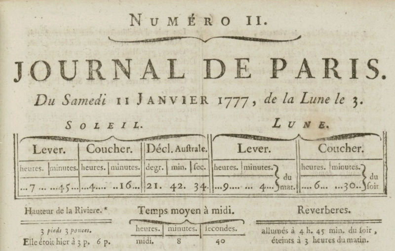 11 janvier 1777: Almanach Almana16