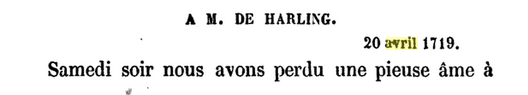 20 avril 1719: Correspondance de La Palatine Avril20