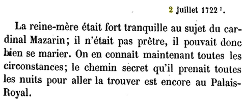 02 juillet 1722: Correspondance de La Palatine Avril51