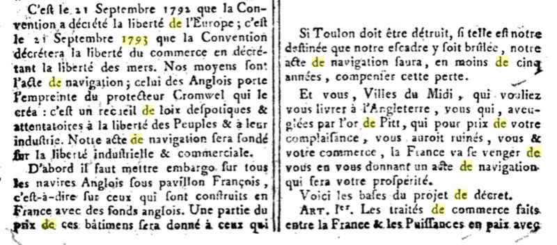 21 septembre 1793: Convention Nationale Captu138